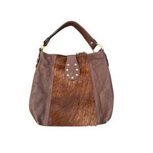 Maurizio Taiuti Cowhide Genuine Leather Hobo Shoulder Bag Made in Italy Pre-Owne